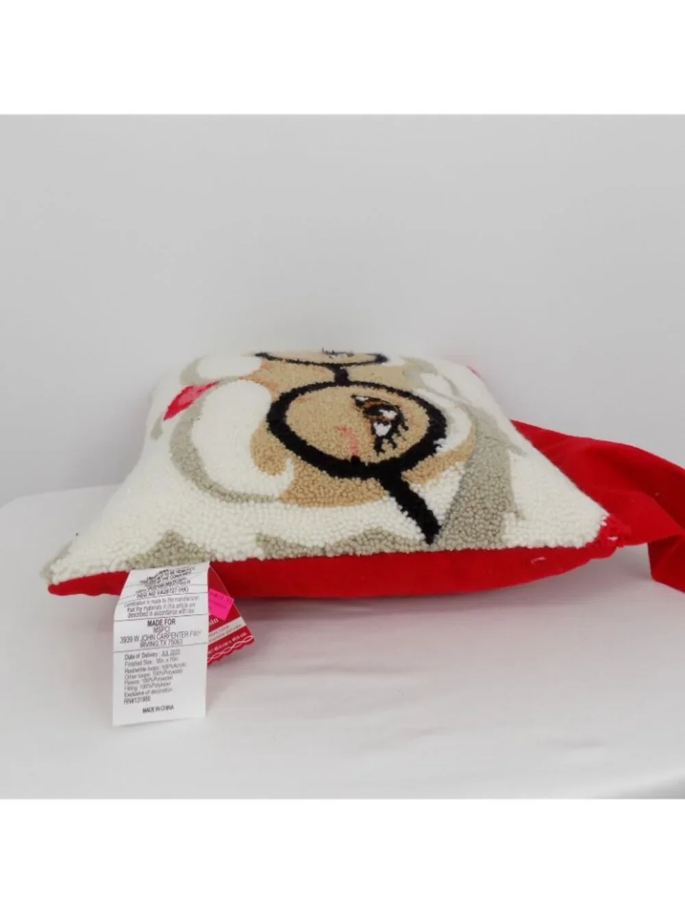 Santa Claus Face Throw Pillow Glasses Red Hat Decorative 16 x 16 Christmas New